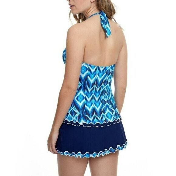 NWT Profile by Gottex Women's Ocean Blues Swim Halter Tankini Top - Picture 2 of 5